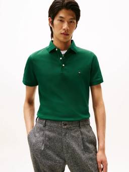 Tommy Hilfiger - Solid Slim Fit Cotton Polo T-Shirt Green
