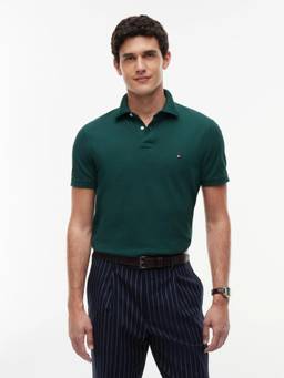 Tommy Hilfiger - Solid Regular Fit Cotton Polo T-Shirt Green
