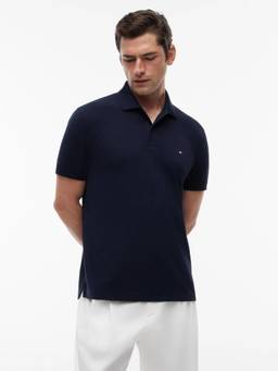 Tommy Hilfiger - Solid Regular Fit Cotton Polo T-Shirt Navy Blue