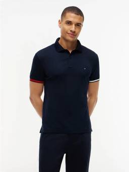 Tommy Hilfiger - Solid Slim Fit Cotton Polo T-Shirt Navy Blue
