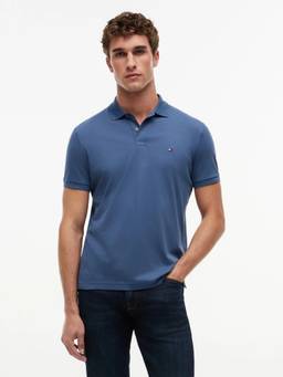 Tommy Hilfiger - Solid Regular Fit Cotton Polo T-Shirt Blue