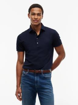 Tommy Hilfiger - Solid Regular Fit Cotton Polo T-Shirt Navy Blue