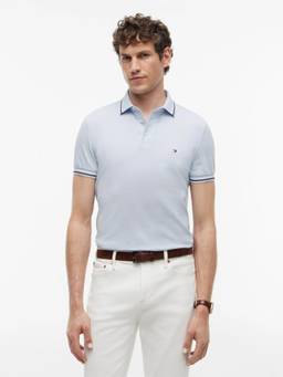 Tommy Hilfiger - Solid Slim Fit Cotton Polo T-Shirt Blue