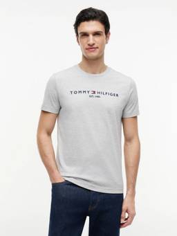 Tommy Hilfiger - Logo Slim Fit Cotton T-Shirt Grey