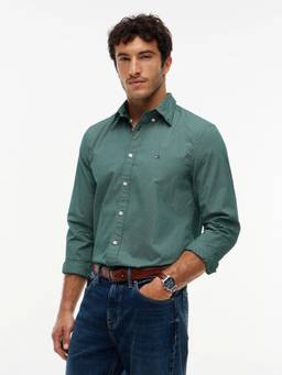 Tommy Hilfiger - Printed Regular Fit Poplin Woven Shirt Green