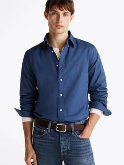 Tommy Hilfiger - Solid Regular Fit Poplin Woven Shirt Blue