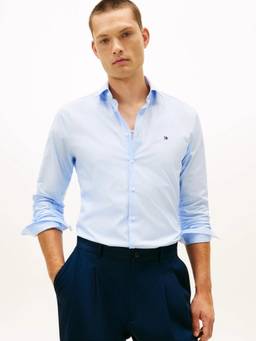 Tommy Hilfiger - Solid Slim Fit Poplin Woven Shirt Blue