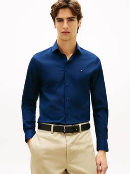 Tommy Hilfiger - Solid Slim Fit Poplin Woven Shirt Navy Blue
