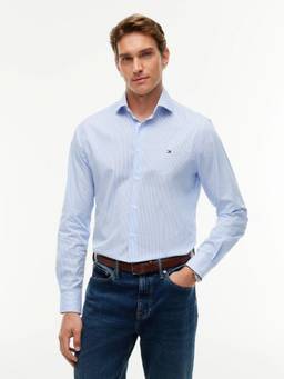 Tommy Hilfiger - Striped Slim Fit Poplin Woven Shirt Blue