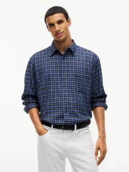Tommy Hilfiger - Checks Relaxed Fit Cotton Shirt Blue