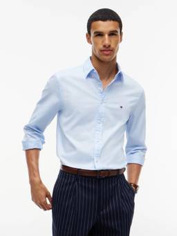 Tommy Hilfiger - Solid Slim Fit Dobby Woven Shirt Blue