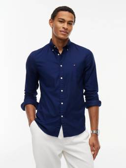 Tommy Hilfiger - Solid Slim Fit Dobby Woven Shirt Navy Blue