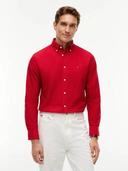 Tommy Hilfiger - Solid Regular Fit Oxford Woven Shirt Red
