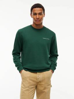 Tommy Hilfiger - Solid Regular Fit Cotton Sweatshirt Green