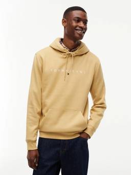 Tommy Hilfiger - Embroidered Logo Regular Fit Cotton Sweatshirt Beige