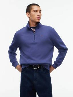 Tommy Hilfiger - Solid Regular Fit Cotton Sweatshirt Blue