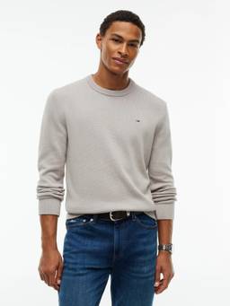 Tommy Hilfiger - Solid Slim Fit Cotton Sweater Grey