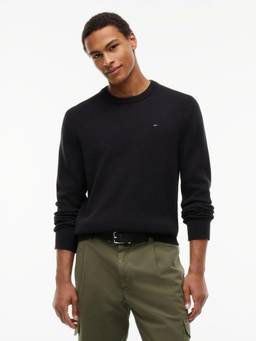 Tommy Hilfiger - Solid Slim Fit Cotton Sweater Black