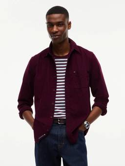 Tommy Hilfiger - Solid Regular Fit Cotton Shirt Purple