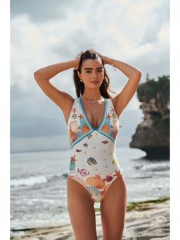 NOIB - White Seaborn Printed Cara Swimsuit