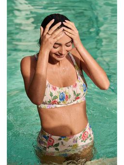NOIB - Off White Bloom Printed Paros Bikini Top and Brief