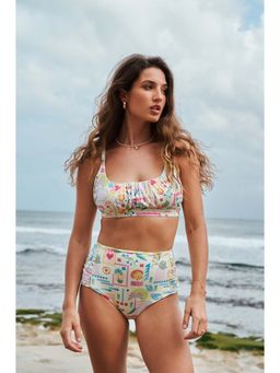 NOIB - White Printed Seascape Paros Bikini Top and Brief