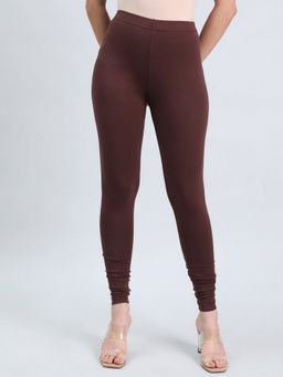 Go Colors - Women Solid Brown Ankle Length Leggings