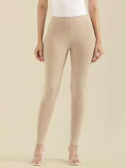 Go Colors - Women Solid Dark Beige Ankle Length Leggings