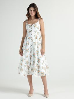 ELLE - Women White Floral Dress