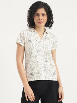 United Colors of Benetton - White Collar Neck Embroidered Polo T-Shirt