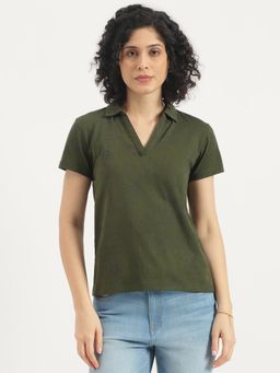 United Colors of Benetton - Green Collar Neck Embroidered Polo T-Shirt
