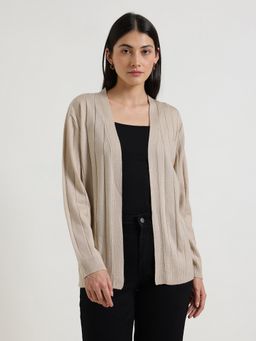 FableStreet - LivSoft Open Front Shrug Cardigan - Beige