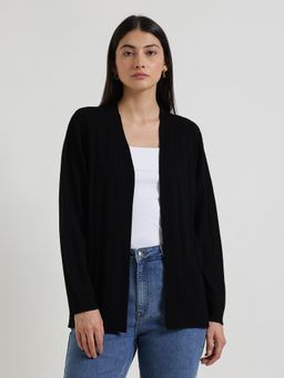 FableStreet - LivSoft Open Front Shrug Cardigan - Black