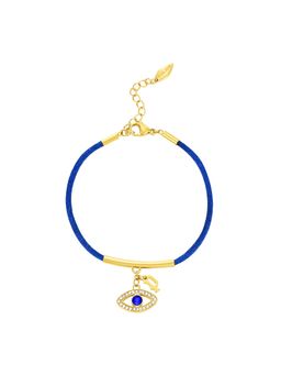 Police - Eye Charms Crystals with Blue Cord Gold Plated Bracelet for Women - Pejlb0003104