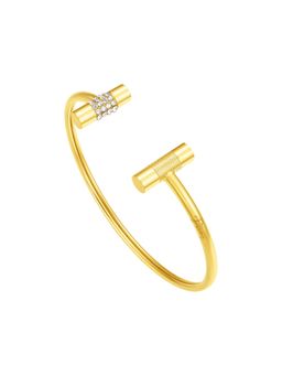 Police - Tube Crystal Studded Texture Motif Gold Plated Bracelet for Women - Pejlg0004001