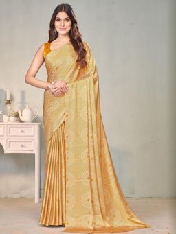 Garden VARELI - Yellow Solid Crepe Satin Saree Without Blouse