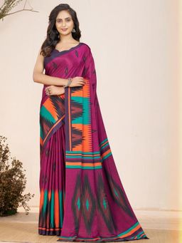 Garden VARELI - Magenta Solid Crepe Saree Without Blouse