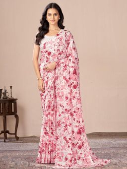 Garden VARELI - Red Solid Chiffon Saree Without Blouse