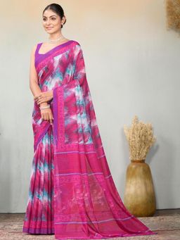 Garden VARELI - Pink Abstract Printed Tissue Saree Without Blouse