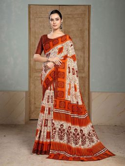 Garden VARELI - Multi Color Block Print Cotton Saree Without Blouse