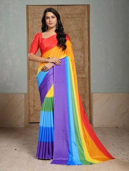 Garden VARELI - Multi-Color Floral Printed Crepe Saree Without Blouse