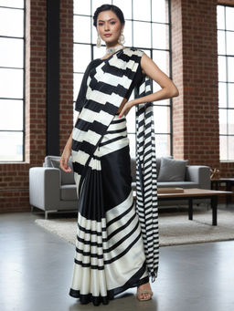 Akhilam - Women Crepe Multi Color Printed Celebrity Saree with Unstitched Blouse