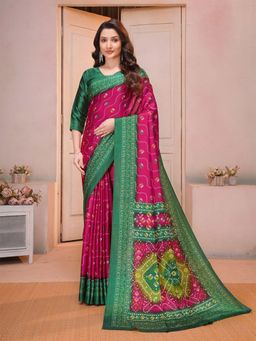 Garden VARELI - Pink Printed Crepe Saree Without Blouse