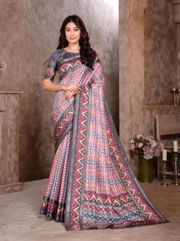 Garden VARELI - Multi Color Printed Crepe Saree Without Blouse