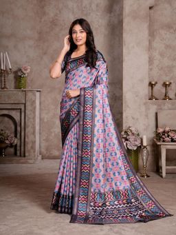 Garden VARELI - Lavender Printed Crepe Saree Without Blouse