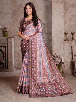 Garden VARELI - Brown Printed Crepe Saree Without Blouse