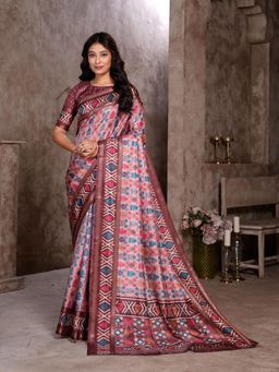 Garden VARELI - Brown Printed Crepe Saree Without Blouse