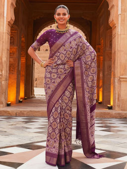 Akhilam - Women Silk Blend Grey Woven Design Designer Saree with Unstitched Blouse