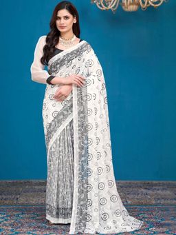 Garden VARELI - Black Printed Brasso Saree Without Blouse