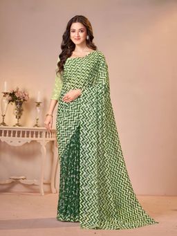 Garden VARELI - Green Floral Viscose Saree Without Blouse